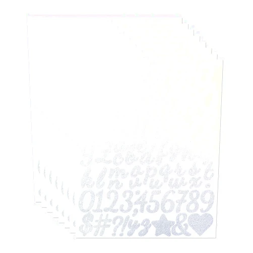 CMBBZZY 1.5 Inch Glitter Letter Stickers, 592 Pieces Shiny Self Adhesive Alphabet Number Sticker for Mailbox, Door, Scrapbook, Waterproof Sticky Vinyl Symbol Labels for DIY & Homemade Crafts(8 Sheet Silver)