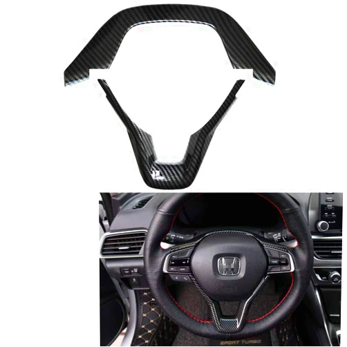 Duoles Carbon Fiber Print Interior Trim Air Vent Outlet Steering Wheel Gear Shift Knob for Honda Accord 10th 2018 2019 2020 (Carbon Fiber Steering Wheel Trim)