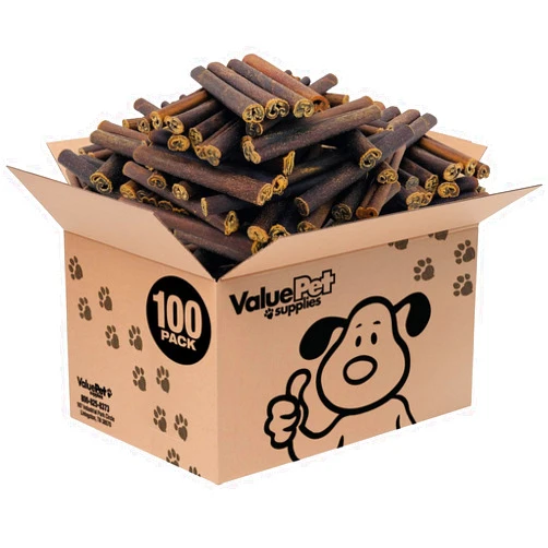 ValueBull USA Collagen Sticks, Premium Beef Dog Chews, Thick 6 Inch, 100 Count BULK PACK - Natural & Safe, Single Ingredient, Rawhide-Free, Long Lasting, Healthy for Hips, Joints, Skin & Coat