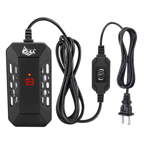 AQQA Aquarium Submersible Heater for Fish Tank,HD Temperature Display and Built-in Thermometer,External Controller Temperature Control Range 59℉-93℉,Safety Control Protects 25W