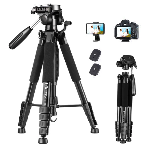 VICTIV 74” Camera Tripod, Tripod for Camera and Phone, Aluminum Heavy Duty Tripod Stand for Canon Nikon with Carry Bag and Phone Holder, Compatible with DSLR, iPhone, Spotting Scopes, Max Load 15 Lb