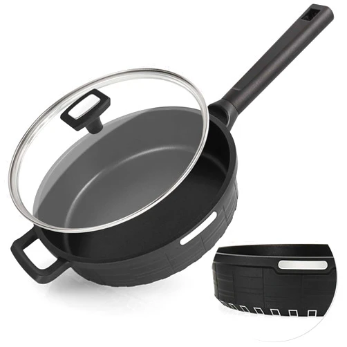 Wodillo Deep Frying Pan with Lid, Nonstick Saute Pan 10inch 2Pcs Kitchen Cookware Sets, Skillet Induction Compatible With Nonstick Marble Coating, 100% APEO&PFOA-Free