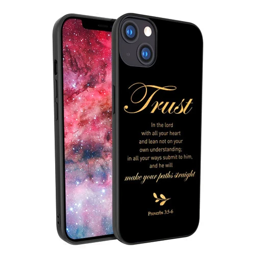 TMOYSENP Inspirational Bible Verse Trust Make Your Paths Straight Rubber Phone Case for iPhone 15 14 13 12 11 Pro Max Samsung Galaxy S23 S22 S21 S20 FE Ultra Plus A14 A54 A03S A53 Moto Pixel