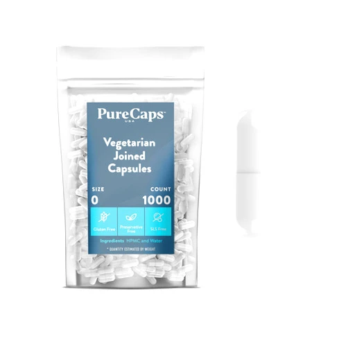 PureCaps USA - Empty Vegetarian Vegan Pill Capsules Size 0, 1,000 Empty Separated Vegetarian Pills, White, Non-GMO Certified, Kosher, Gluten Free, Halal Certified, Preservative Free