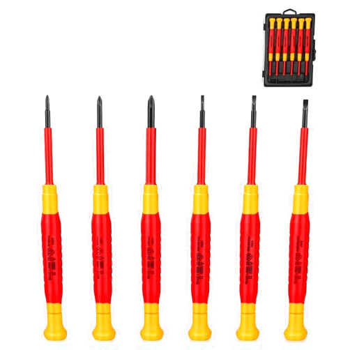 HAUTMEC 6Pcs Precision Screwdriver Set, Mini Insulated Screwdriver with Slotted and Phillips Magnetic Tip HT0313