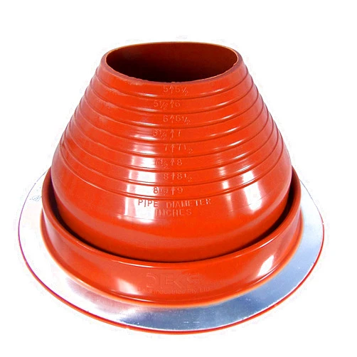 Dektite #6 Red Silicone Metal Roof Pipe Flashing, High Temp, Round Base, Pipe OD 5
