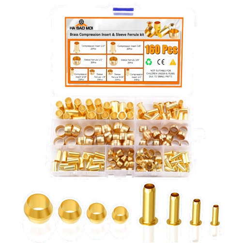 Generic 160PCS Compression Fittings Assortment kit - 4 Sizes (1/4