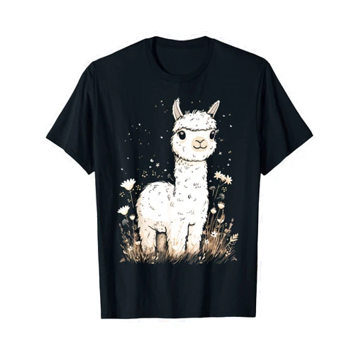 Alpaca Llama Lama Lover Cute Farm Animals Kids Llama Alpaca Lama Flowers Cute Adorable Baby Farm Animal T-Shirt