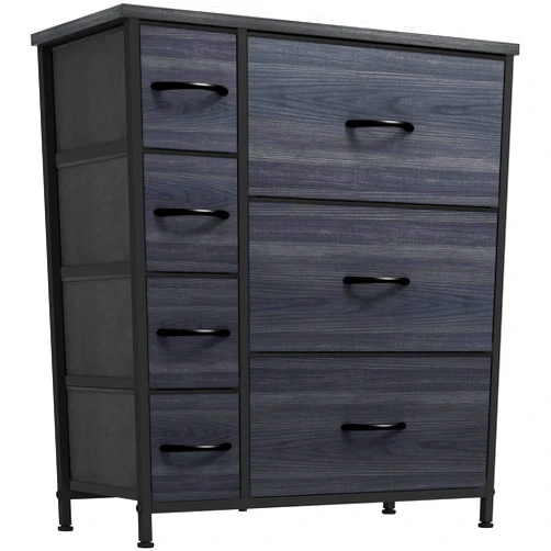 YITAHOME Dresser with 7 Storage Drawers- Fabric Storage Tower, Organizer Dresser for Living Room, Hallway, Closets- Sturdy Steel Frame, Wooden Top& Easy Pull Fabric Bins (Black/Grey)