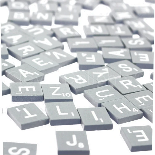 CleverDelights 100 Wood Letter Tiles - Gray Color - Complete Set - Game Replacement Pieces
