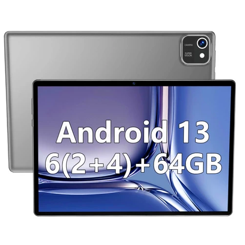 JUNINKE 10 inch Tablet Android 13 Tablets, 6(2+4) GB + 64GB ROM 512GB Expand, Quad-Core Processor, 1280x800 IPS Screen, GPS, WiFi, Dual Camera, Bluetooth, 6000mAh Battery (Black)