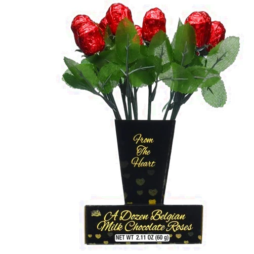 Generic Bouquet of a Dozen Belgian Milk Chocolate Roses, Individually Wrapped Special Valentine Gift, 1.69 Oz
