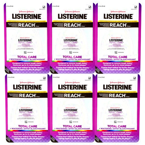 Listerine Total Care Whitening Dental Floss, 30 Yards (Pack of 6)