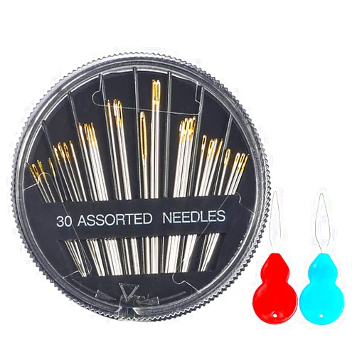 Eketirry Premium Hand Sewing Needles，30-Count Assorted Needles for Sewing Repair, 6 Different Sizes Sewing Needles with 2 Threaders (Black,1)