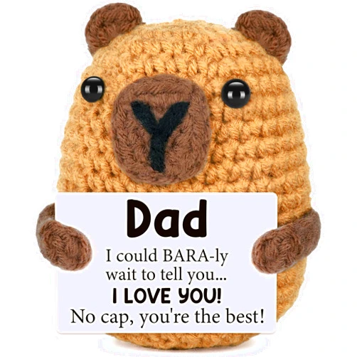 Vivagifts Gift for Dad from Daughter Son Kids, Fathers Day Birthday Gifts for Father New Daddy, Best Dad Ever Gift, I Love You Gifts for Stepdad Bonusdad Father's Day Handmade Crochet Animal Capybara Decor