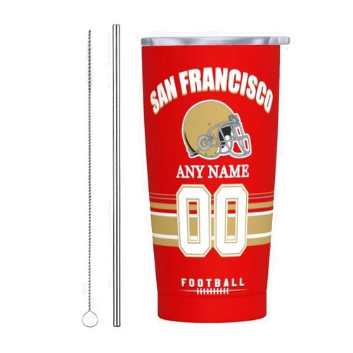 Midkepf Custom San Francisco Tumbler, Personalized Name and Number Tumbler Cup, Customized Stainless Steel Travel Coffee Mug Keeps Drinks Cold and hot Gifts for Men Women Fans