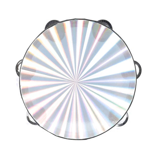 Musfunny Tambourine 8 inch Radiant Hand Held Drum with Double Row Jingles Reflective Drum Musical Instrument for Church Adults KTV Party