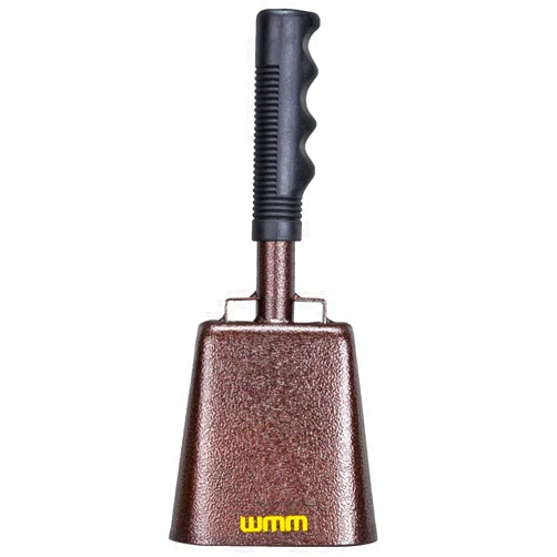 WMM 10 Inch Steel Cowbell with Handle Cheering Bell for Sports Events Large Solid School Bells & Chimes Percussion Musical Instruments Call Bell Alarm(Copper)