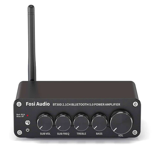 Fosi Audio BT30D Bluetooth 5.0 Stereo Audio Receiver Amplifier 2.1 Channel Mini Hi-Fi Class D Integrated Amp 50 Watt x2+100 Watt for Home Outdoor Passive Speakers/Subwoofer Powered Subwoofer