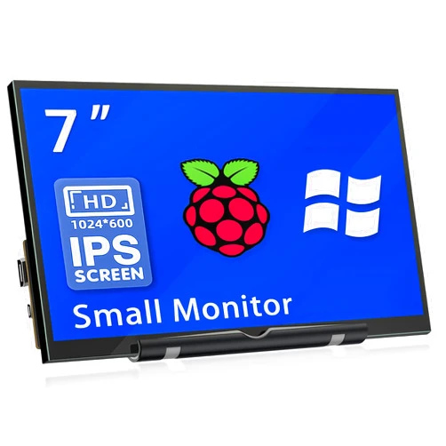 HMTECH Raspberry Pi Screen 7 Inch Small Monitor 1024x600 HDMI Monitor 16:9 IPS LCD Screen Display for Raspberry Pi 4/3/2/Zero/B/B+ Win11/10/8/7, Free-Driver