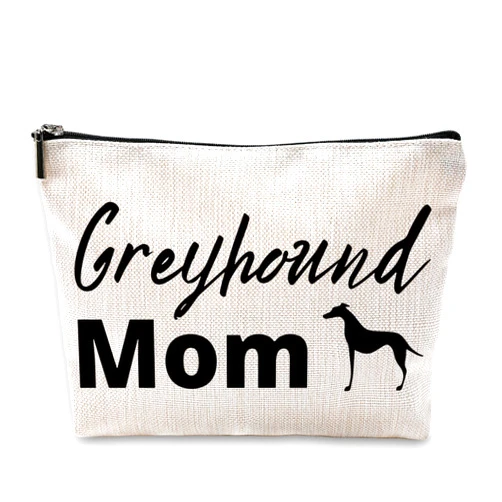 Sufamb Funny Greyhound Mom Makeup Bag, Dog Lovers Cosmetic Pouch for Women Girls, Christmas Birthday Gifts for Greyhound Moms Owners Women Girls
