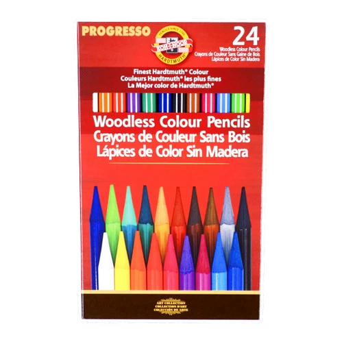 Koh-I-Noor Progresso Woodless Colored 24-Pencil Set, Assorted Colored Pencils (FA8758.24)