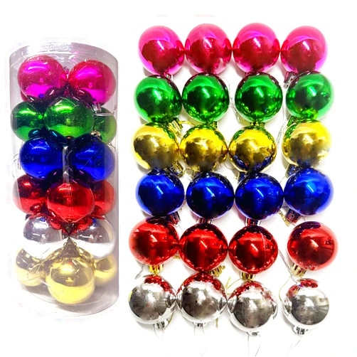 Tototoo Christmas Balls 24 PCS 1.57” Shatterproof Christmas Ball Ornaments Christmas Tree Decorations Theme Assorted Christmas Decor Plastic Christmas Ornaments Balls (4CM/24PCS/Mixed)