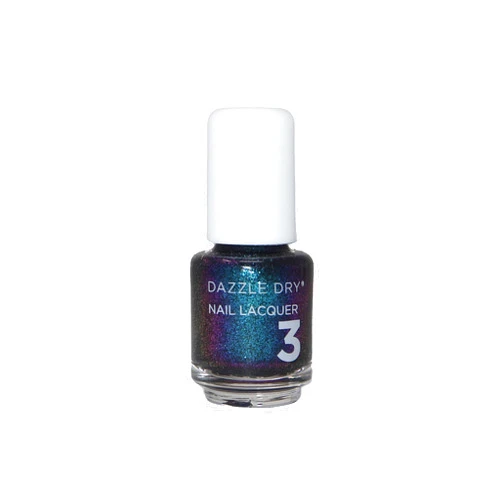 Dazzle Dry Nail Mini Lacquer (Step 3) - Blue Blood - A full coverage galaxy-inspired shimmer that shifts blue, purple and green against a black base. (0.17 fl oz / 5 Manicures)
