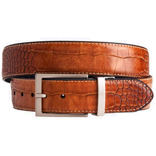 Greg Norman Men's Reversible Croco Print Leather Golf Belt Tan/Black 36