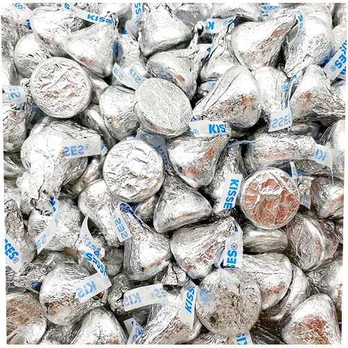 CRAZYOUTLET HERSHEY'S KISSES Silver Milk Chocolate Candy, Bulk Pack 2 Pounds (About 200 Count)