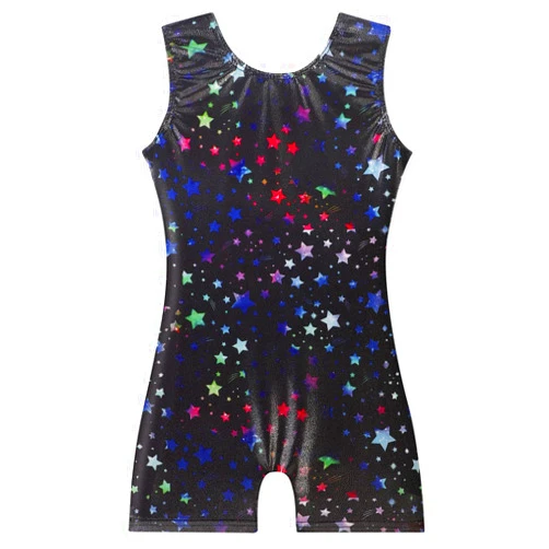 EQSJIU Gymnastics Leotards for Girls Kids Rainbow Mosaic Mermaid Butterfly Stars Leopard Galaxy Tie Dye Cosmos Leopard