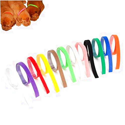 BlessPet Whelping Collars for Puppies - 12 Colors Puppy ID Collars - Double-Sided Soft Adjustable ID Bands for Newborn Pet Dog Cat