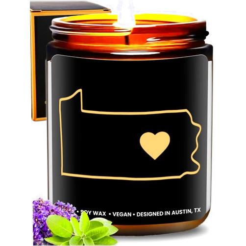 Rosa Vila Pennsylvania Candle, Thoughtful PA Souvenir Gifts for Women & Men, Pennsylvania State Themed Gifts, Best Gift for Moving Away, Home Sick, Housewarming, Birthday, Christmas, Graduation, Gift Ready