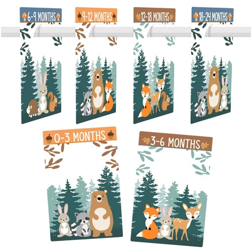 Hadley Designs 6 Hanger Dividers Baby Closet Size Dividers - Woodland Baby Closet Dividers, Organizer for Nursery Organization, Newborn Essentials, Nursery Closet Dividers Girl or Boy