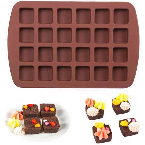 Webake Mini Brownie Pan Square Silicone Baking Mold for Keto Fat Bomb, Chocolate, Peanut Butter, Blondie