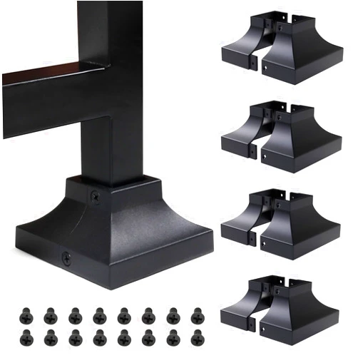 KINGSHANHAI Post Deck Base Aluminum Cover, Square Base Skirt Trim for Railing Fence Porch Pier Outdoor Bracket Handrail Pavilion Mailbox (4, Post/1