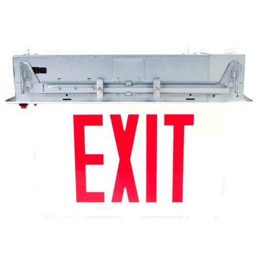 Morris Products LED Exit Sign – Recessed Mount Edge – Red on Clear Panel, Black Housing – Compact, Low-Profile Design – Single Sided Legend – Energy Efficient, High Output – 1 Count