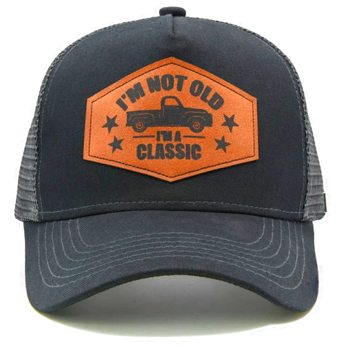 Waldeal I'm Not Old I'm Classic Trucker Hat, Leather Patch Series Baseball Cap- Fathers Day & Birthday Gifts for Dad/Papa from Daughter & Son Black