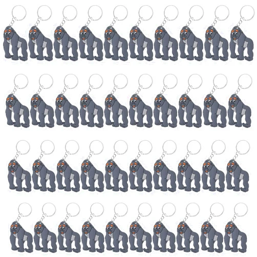 CiciBear 40 Pack Gorilla Keychains Party Decoration for Guests, Wild Animal Themed Party, Jungle Safari Baby Shower, School Party, Zoo Kids Birthday