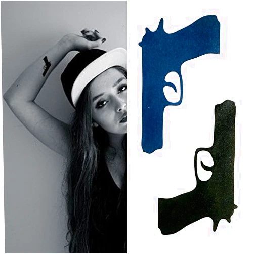Oottati 2 Sheets Small Cute Temporary Tattoo Stickers Gun Arm for Men Women Teens