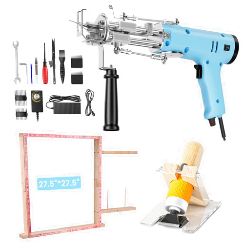 Fancybant Tufting Gun with Carpet Trimmer& Wooden Frame,2 in 1 Cut Pile & Loop Pile Tufting Gun Starter Kit and Carpet Carving Clippers,Rug Making Kit for Beginners
