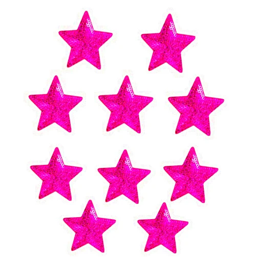 Ximkee Pack of 10 Shiny 5 Star Sequins Sew Iron on Applique Embroidered Patches-Rose