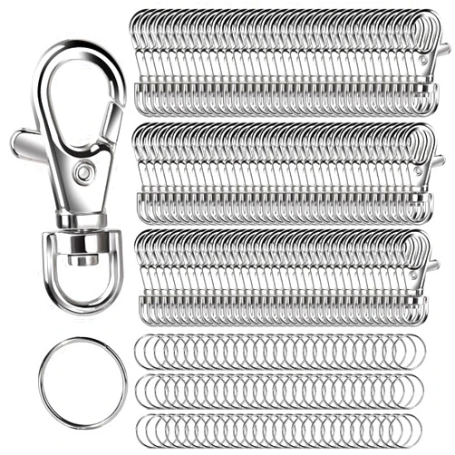 LEOBRO 240PCS Metal Swivel Snap Hooks and Key Rings, 120PCS Small Lobster Claw Keychains Clasps and 120PCS Key Chain Ring for Keychain Clip, Lanyard, Key, Jewelry Making, Art Crafts, Silver