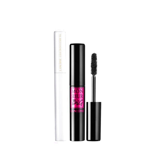 Lancôme Cils Booster XL Mascara Primer & Monsieur Big Volumizing Black Mascara Duo - Voluminizing & Priming Travel Size Makeup Set - For Instant False Lash Look & Big Volume