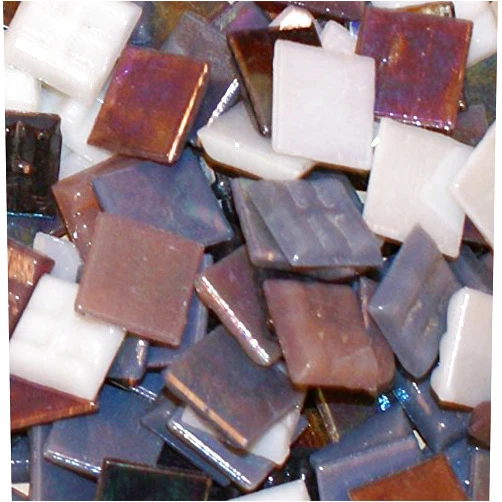 Hakatai Glass Mosaic Tile 5/8” – ½ Pound Black-White Blend FBL04