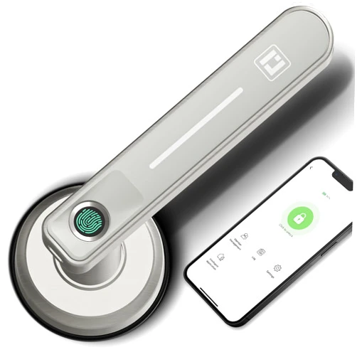 Geek Smart Fingerprint Door Lock Smart Door Lock with App Biometric Door Knob Keyless Entry Door Locks with Handle for Homes/Apartments/Office/Hotels, Silver