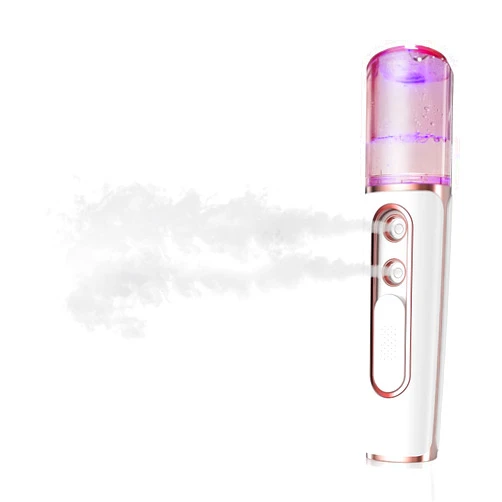 Withthesun Nano Facial Mister, Cool Mist Face Steamer with 2 Spray Nozzle, USB Rechargeable, Visual Water Tank, Nano Mister for Eyelash Extensions, Skin Care, Daily Makeup, Deep Hydrating-Pink
