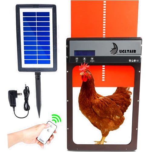 Augltair Automatic Chicken Coop Door, Solar Powered Chick Door Opener with Timer Remote Control Aluminum All Metal Built