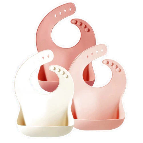PandaEar Silicone Bibs for Babies Toddlers Girls| Adjustable Waterproof BPA Free Soft Durable Bibs for eating with Large Pocket Food Catcher