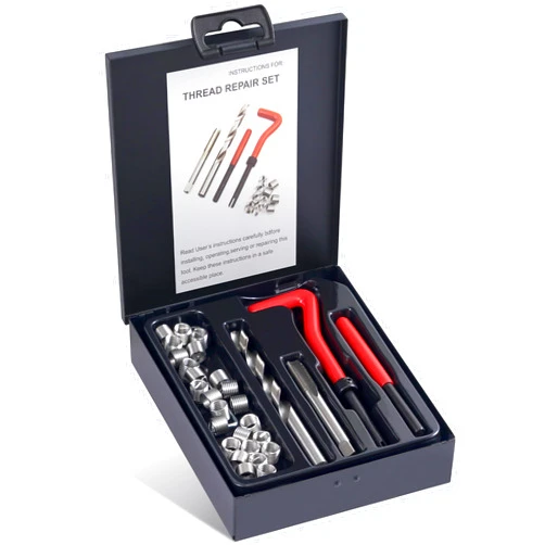 Kolvoii M8x1.25 Thread Repair Kit, Metric Helicoil Thread Repair Kit with HSS Drill Bits Thread Inserts Taps Break Off Installation Tools
